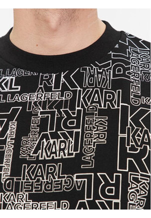 Karl Lagerfeld - KARL LAGERFELD Bluza 705060 541900 Czarny Regular Fit. Typ kołnierza: dekolt w karo. Kolor: czarny. Materiał: bawełna