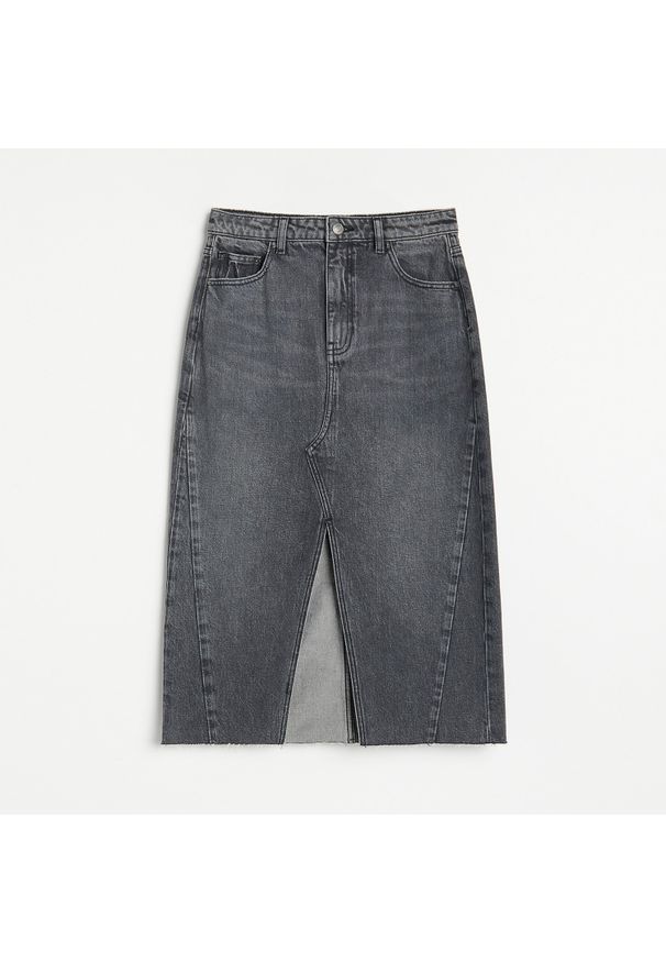 Reserved - Jeansowa spódnica midi - Szary. Kolor: szary. Materiał: jeans