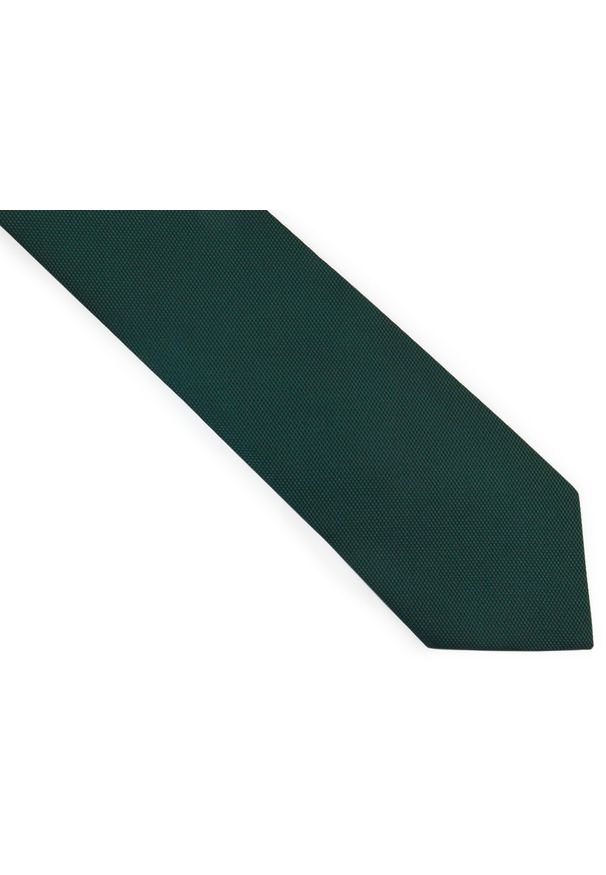 Adam Collection - Ciemnozielony krawat męski, strukturalny materiał D303. Kolor: zielony. Materiał: materiał