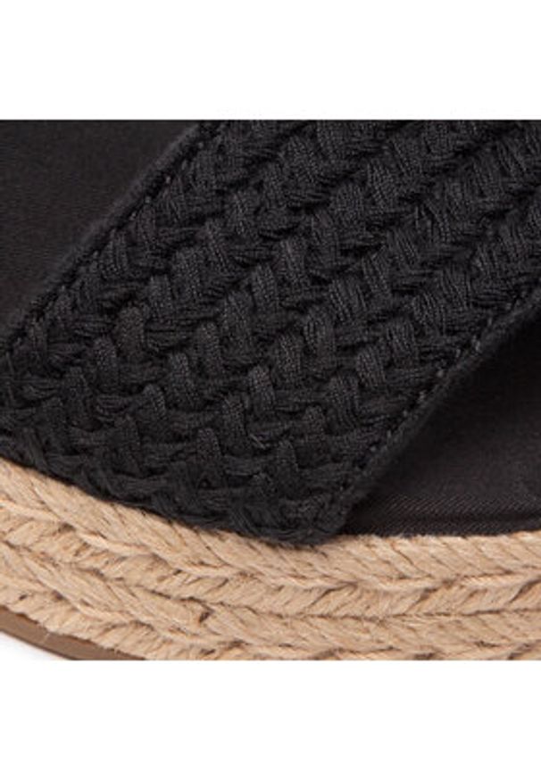 TOMMY HILFIGER - Tommy Hilfiger Espadryle Th Textured Low Wedge Sandal FW0FW06555 Czarny. Kolor: czarny. Materiał: materiał