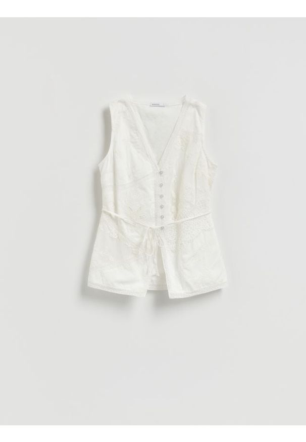 Reserved - Bawełniana kamizelka - biały. Kolor: biały. Materiał: bawełna