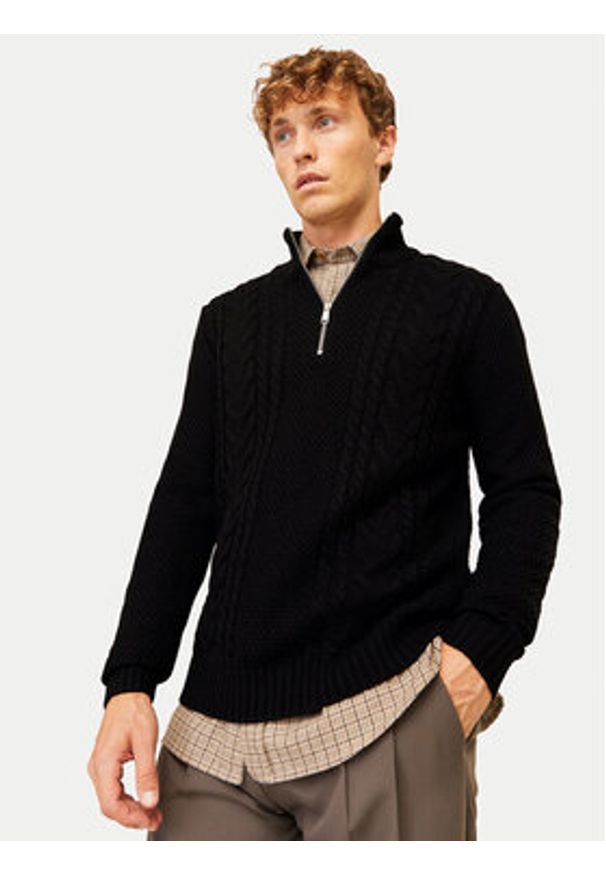 Jack & Jones Sweter Craig 12260826 Czarny Regular Fit. Kolor: czarny. Materiał: syntetyk