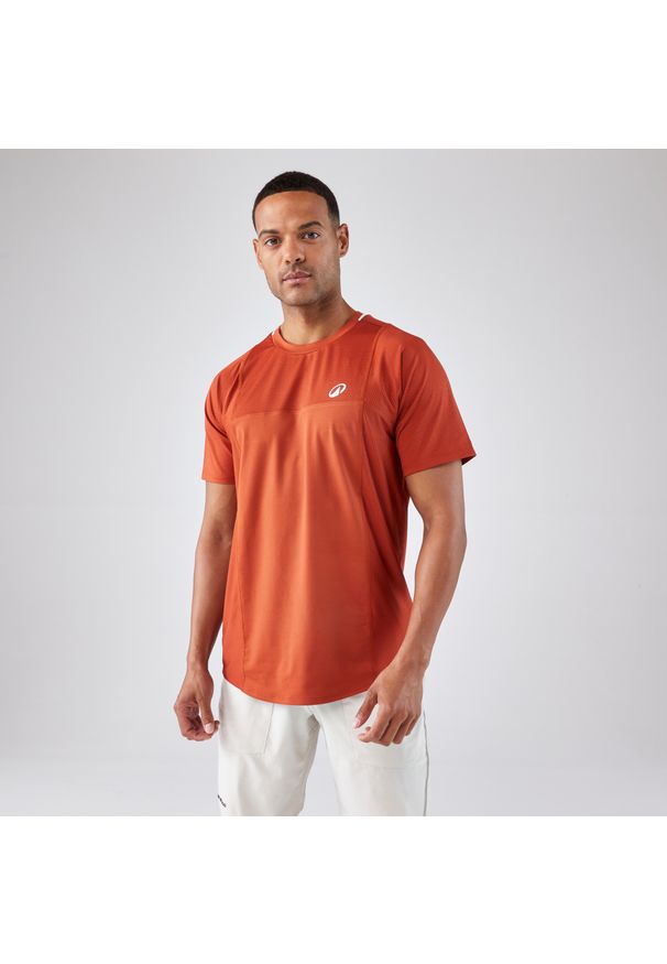 ARTENGO - Koszulka tenisowa męska krótki rękaw Artengo Dry Gaël Monfils. Kolor: brązowy, pomarańczowy, wielokolorowy. Materiał: materiał, elastan, poliester. Długość rękawa: krótki rękaw. Długość: krótkie. Sport: tenis