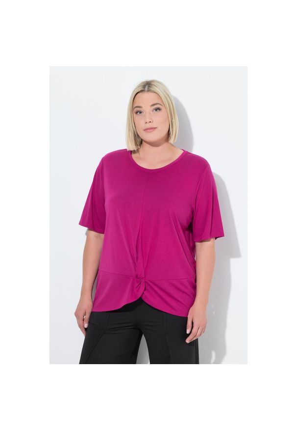 ULLA POPKEN - Damskie Koszulka funkcyjna antybakteryjna okrągły dekolt rękaw 1/2. Kolekcja: plus size. Kolor: różowy. Materiał: poliester, materiał, wiskoza