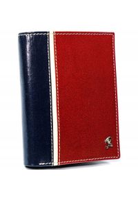 ROVICKY - Portfel męski Rovicky 331-RBA-D NAVY-RED granatowo-czerwony. Kolor: czerwony, niebieski, wielokolorowy. Materiał: skóra