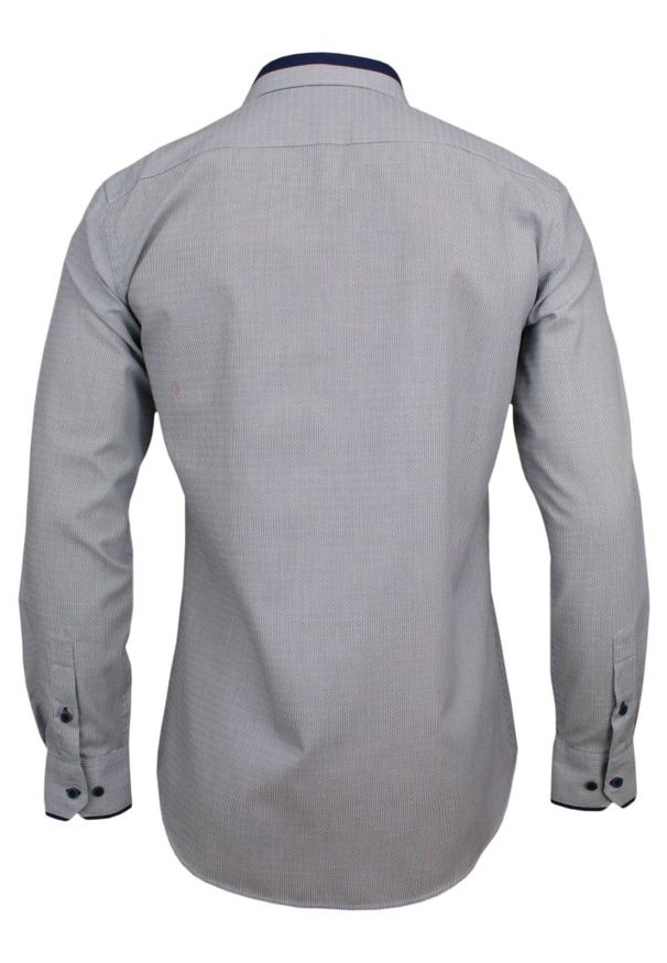 Rey Jay - Taliowana Koszula Męska, REY JAY, Długi Rękaw, Oryginalny Wzorek, Casual, Granatowe Wykończenia. Okazja: na co dzień. Kolor: niebieski. Materiał: bawełna, poliester. Długość rękawa: długi rękaw. Długość: długie. Styl: casual