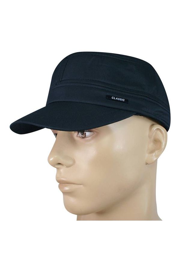 Jarek - Czapka Patrolówka, Granatowa, z Polarem, Jesienno-Zimowa, z Nausznikami, z Regulacją, Męska. Kolor: niebieski. Materiał: polar. Sezon: jesień, zima