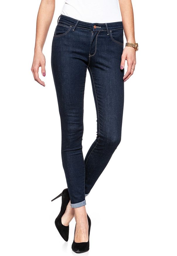 Wrangler - WRANGLER HIGH SKINNY COSY TOUCH W27HRL21N 112128115. Stan: podwyższony. Wzór: jednolity