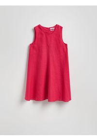 Reserved - Lniana sukienka mini - fuksja. Kolor: różowy. Materiał: len. Długość: mini