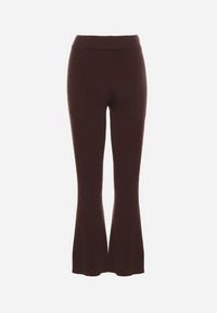 Born2be - Brązowe Spodnie Dzwony z Dzianiny z Wiskozą Zetiva. Kolor: brązowy. Materiał: wiskoza, dzianina #2