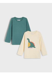 Sinsay - Koszulki 2 pack - kremowy. Kolor: kremowy. Materiał: bawełna #1