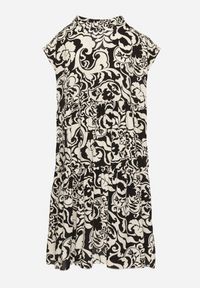 Born2be - Czarna Bawełniana Sukienka o Kroju Oversize w Ornamentny Wzór Izelona. Okazja: na co dzień. Kolor: czarny. Materiał: bawełna. Typ sukienki: oversize. Styl: casual, klasyczny #6