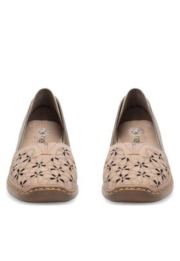 Rieker Półbuty 41356-60 Beżowy. Kolor: beżowy. Materiał: skóra