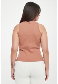 Twinset Milano - Top damski prążkowany z haftem TWINSET. Materiał: prążkowany. Wzór: haft #2