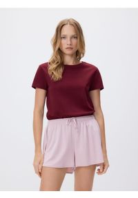 Reserved - Gładkie szorty z modalem - pastelowy róż. Kolor: różowy. Materiał: tkanina. Wzór: gładki #1