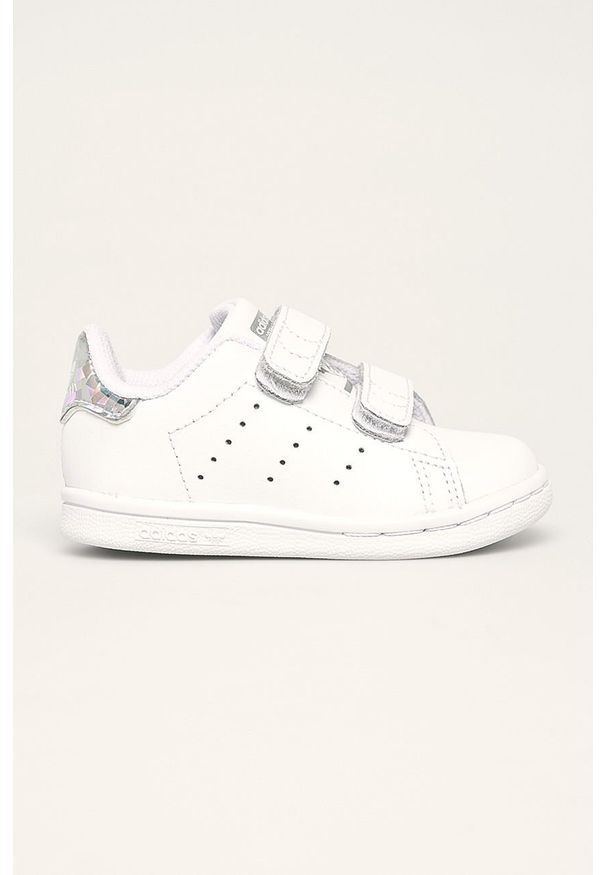 adidas Originals - Buty dziecięce Stan Smith CF. Zapięcie: rzepy. Kolor: biały. Materiał: syntetyk, materiał, skóra, guma. Szerokość cholewki: normalna. Wzór: nadruk. Model: Adidas Stan Smith