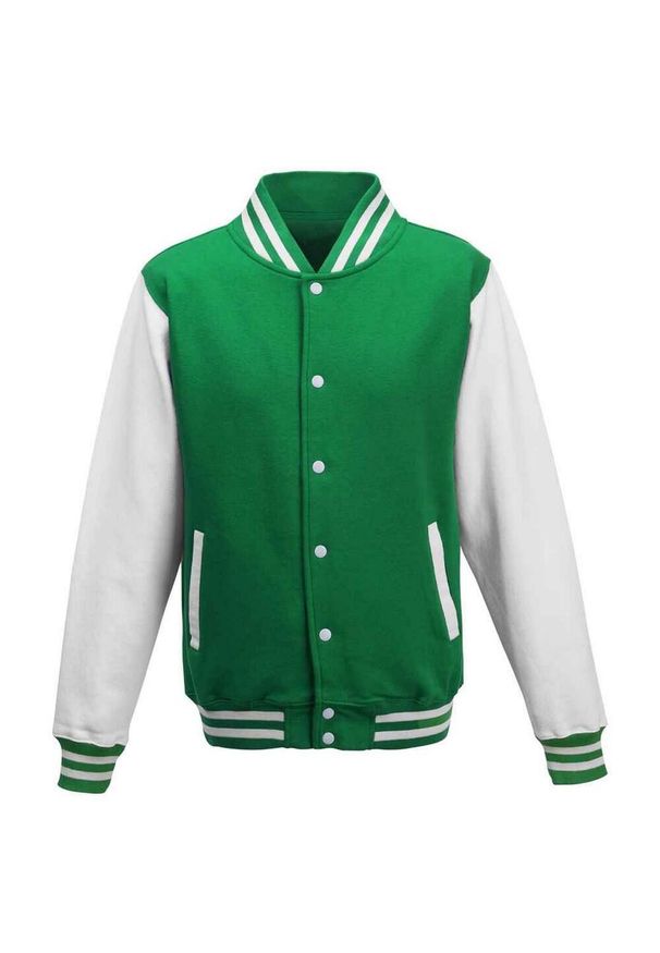 AWDIS - Kurtka Unisex Varsity Dla Dorosłych Z Polibawełny. Kolor: biały, wielokolorowy, zielony