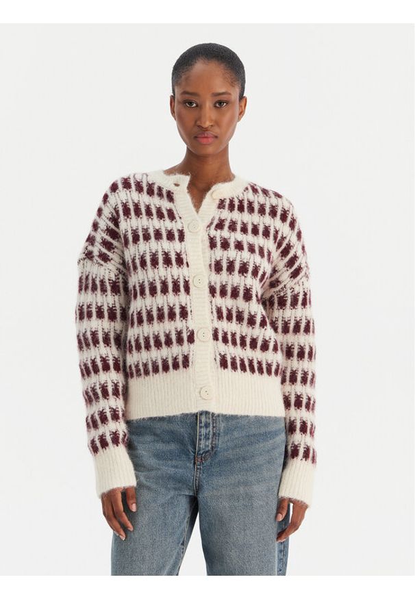 Vero Moda Kardigan Lisa 10336622 Beżowy Regular Fit. Kolor: beżowy. Materiał: syntetyk