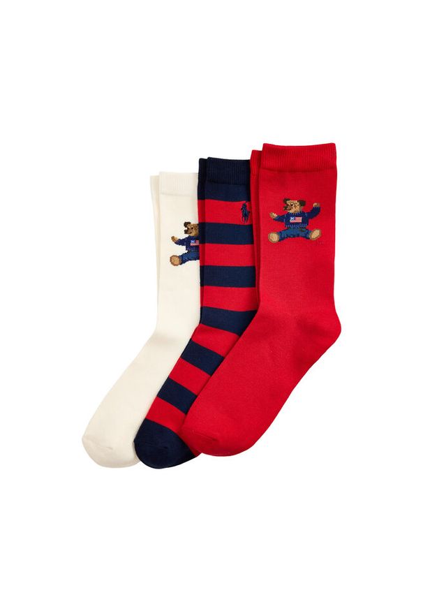 Zestaw 3 par wysokich skarpet dziecięcych Polo Ralph Lauren. Wzór: kolorowy