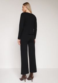 Born2be - Czarny Dzianinowy Komplet z Wiskozą w Eleganckim Stylu Kardigan i Spodnie Delisana. Kolor: czarny. Materiał: dzianina, wiskoza #7