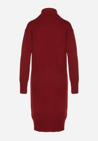 Born2be - Bordowa Dzianinowa Sukienka z Bawełną o Prostym Kroju z Golfem Tesala. Okazja: do pracy, na spotkanie biznesowe. Typ kołnierza: golf. Kolor: czerwony. Materiał: bawełna, dzianina. Wzór: jednolity. Typ sukienki: proste. Styl: biznesowy, klasyczny #6