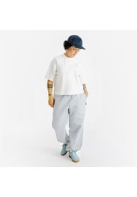 Decathlon - Koszulka Crop damska. Kolor: biały. Materiał: bawełna, elastan, materiał. Długość: krótkie