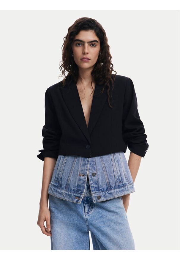 Desigual Marynarka 25SWEW28 Czarny Regular Fit. Kolor: czarny. Materiał: bawełna, syntetyk