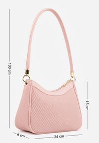 Born2be - Różowa Elegancka Torebka Bagietka na Ramię z Dodatkowym Paskiem Phalese. Kolor: różowy. Wzór: gładki. Styl: elegancki. Rodzaj torebki: na ramię #3