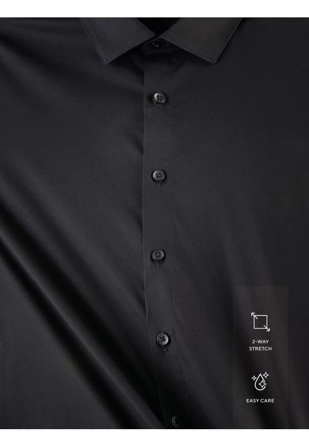 Reserved - Bawełniana koszula slim fit - czarny. Kolor: czarny. Materiał: bawełna