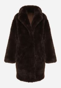 Born2be - Brązowy Płaszcz Futerko o Długim Kroju Otirena. Okazja: na co dzień. Kolor: brązowy. Materiał: futro. Długość: długie. Styl: casual, elegancki #6