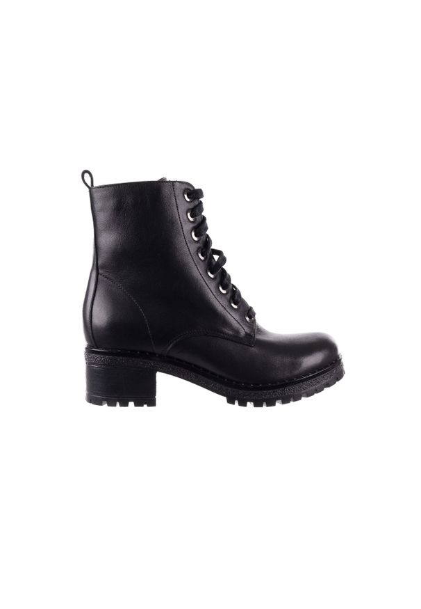 Trzewiki Bayla-056 7004-08 Czarne, Skóra naturalna - 37. Okazja: na co dzień. Zapięcie: zamek. Kolor: czarny. Materiał: skóra. Szerokość cholewki: normalna. Obcas: na obcasie. Styl: casual. Wysokość obcasa: średni