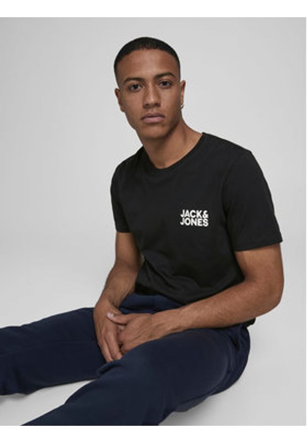 Jack & Jones T-Shirt Corp Logo 12151955 Czarny Slim Fit. Kolor: czarny. Materiał: bawełna