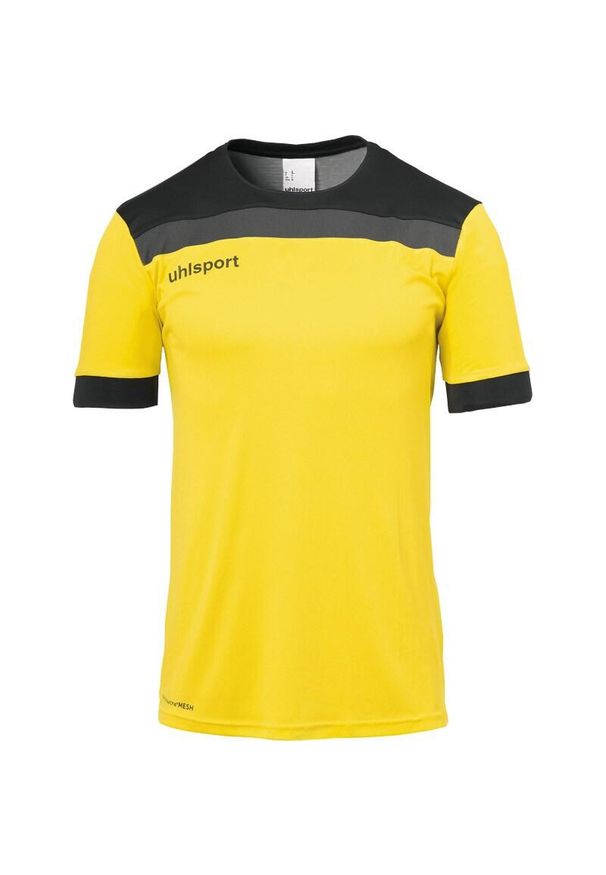 UHLSPORT - Polo Uhlsport Offense 23. Typ kołnierza: polo. Kolor: czarny, wielokolorowy, żółty. Materiał: materiał. Długość rękawa: krótki rękaw. Długość: krótkie. Sport: piłka nożna