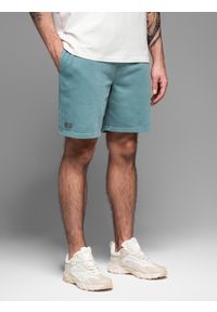 Ombre Clothing - Męskie krótkie spodenki dresowe RELAXED FIT w stylu athleisure – turkusowe V1. Kolor: turkusowy. Materiał: dresówka. Długość: krótkie #6