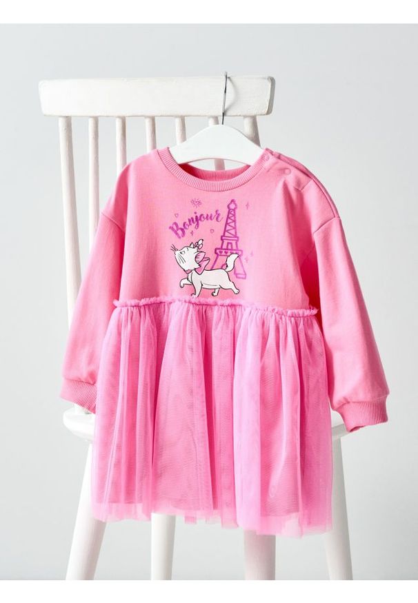 Sinsay - Sukienka babydoll The Aristocats - różowy. Kolor: różowy