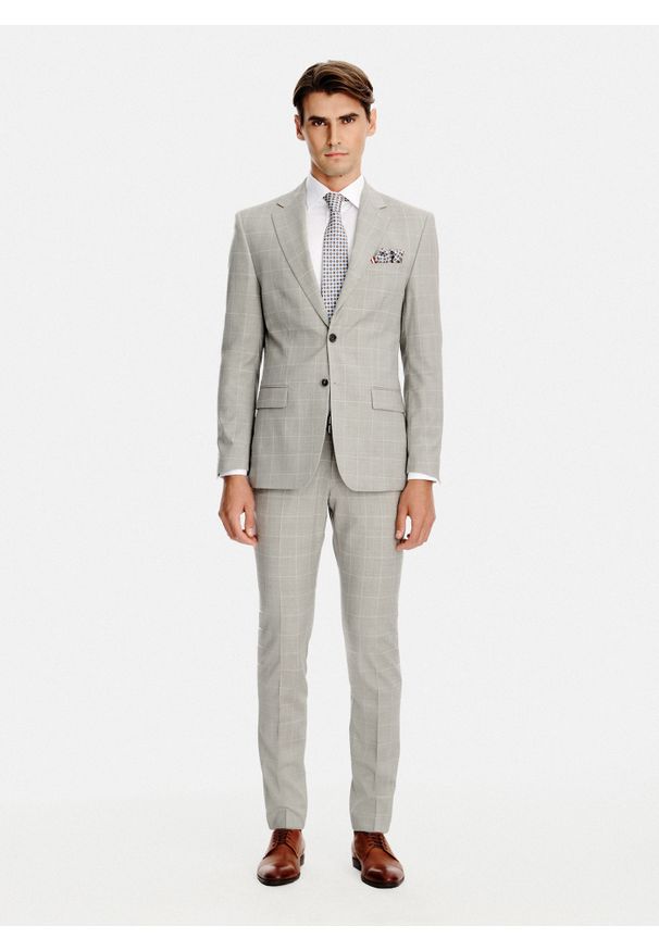 Pako Lorente - PAKO LORENTE - Wełniany garnitur męski w kratkę. Materiał: wełna. Wzór: kratka