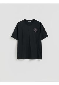 Reserved - T-shirt relaxed z nadrukiem na plecach - czarny. Kolor: czarny. Materiał: bawełna, dzianina. Wzór: nadruk #1