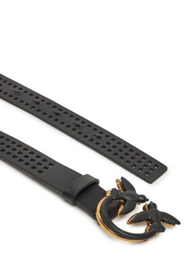 Pinko - PINKO Pasek Damski Love Berry H3 Belt PE 25 PLT01 100125 A11W Czarny. Kolor: czarny. Materiał: skóra