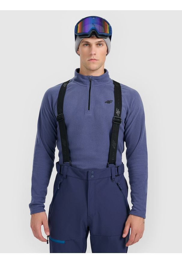4f - 4F Bielizna termiczna polarowa (góra) męska - granatowa M. Typ kołnierza: kołnierzyk stójkowy. Kolor: niebieski. Materiał: polar. Sezon: zima. Sport: wspinaczka