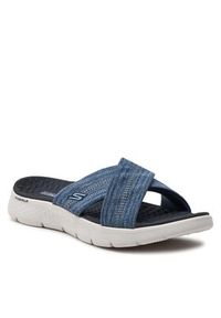 skechers - Skechers Klapki Go Walk Flex Sandal-Impressed 141420/NVY Granatowy. Kolor: niebieski. Materiał: materiał #3