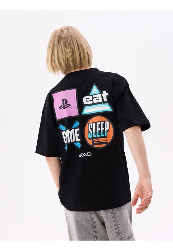 Reserved - T-shirt Playstation - czarny. Kolor: czarny. Materiał: bawełna, dzianina