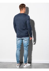 Ombre Clothing - Sweter męski E121 - granatowy/melanżowy - XXL. Okazja: na co dzień. Kolor: niebieski. Materiał: bawełna. Wzór: melanż. Styl: elegancki, casual, klasyczny