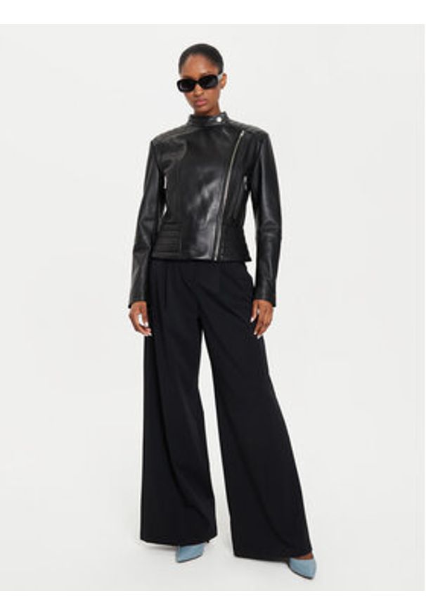 BOSS - Boss Kurtka skórzana 50520779 Czarny Regular Fit. Kolor: czarny. Materiał: skóra