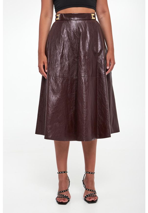 Elisabetta Franchi - Spódnica midi z ekoskóry ELISABETTA FRANCHI