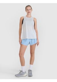 4f - 4F Spodenki do biegania szybkoschnące damskie - niebieskie XL. Stan: podwyższony. Kolor: niebieski. Materiał: włókno, syntetyk, materiał, elastan. Długość: krótkie. Wzór: jednolity. Sport: bieganie #1