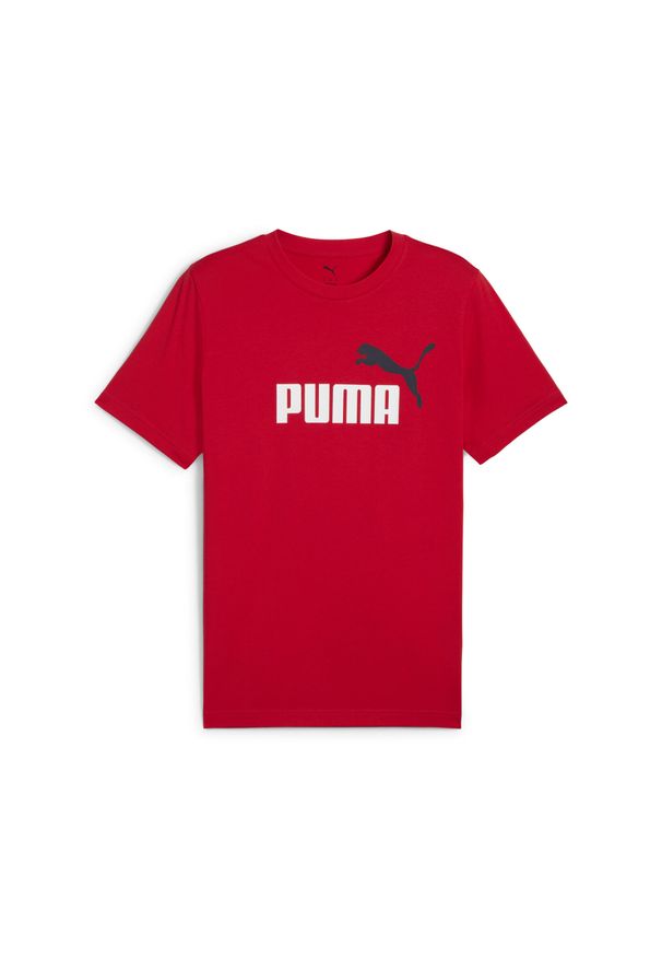 Puma - Męska koszulka Essentials z dwukolorowym logo No. 1 PUMA For All Time Red. Kolor: czerwony. Materiał: guma. Wzór: nadruk. Sport: fitness
