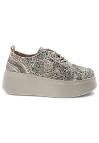 Sneakersy damskie Filippo, cholewka z materiału tekstylnego z ozdobnym haftem wiązany fason na solidnej platformie, khaki, DP7799/26. Okazja: na co dzień. Zapięcie: sznurówki. Kolor: zielony. Materiał: materiał. Szerokość cholewki: normalna. Wzór: haft. Obcas: na platformie. Styl: elegancki, casual #3