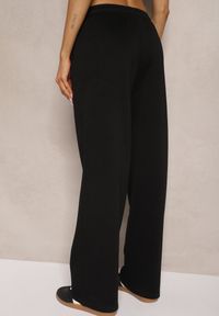 Renee - Czarne Spodnie z Dodatkiem Wiskozy Dresowe High Waist Ellanoria. Okazja: na co dzień. Stan: podwyższony. Kolor: czarny. Materiał: wiskoza, dresówka. Styl: casual