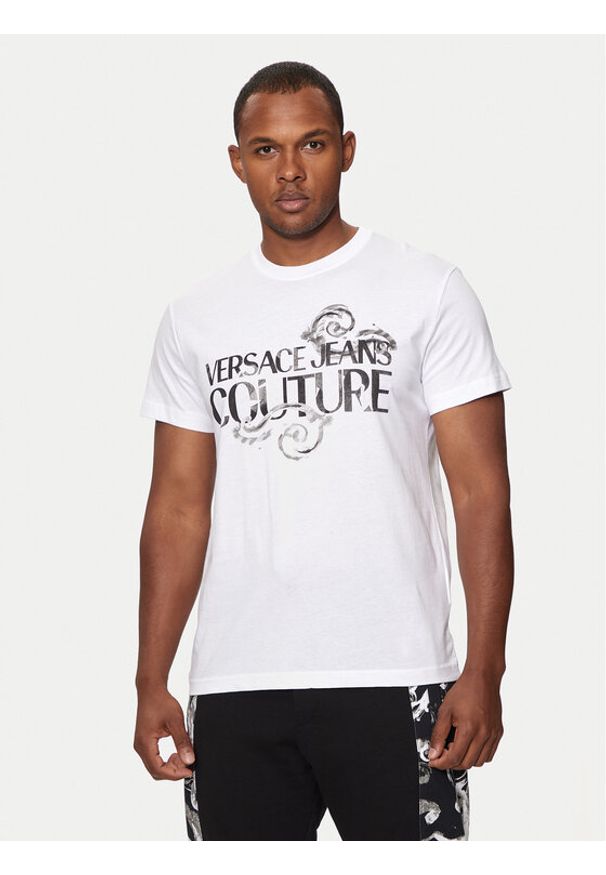 Versace Jeans Couture T-Shirt 76GAHG00 Biały Regular Fit. Kolor: biały. Materiał: bawełna