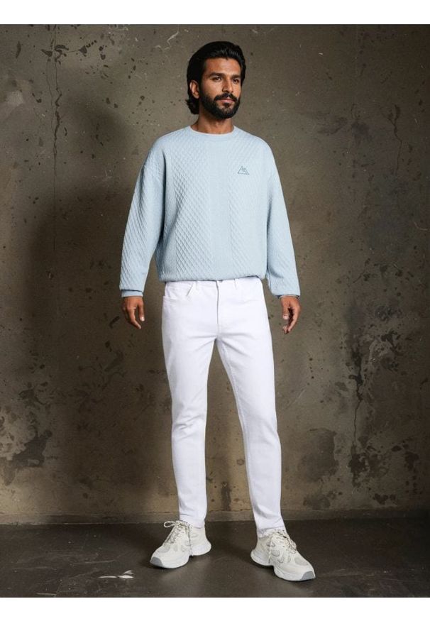 Sinsay - Jeansy slim - biały. Kolor: biały. Materiał: jeans